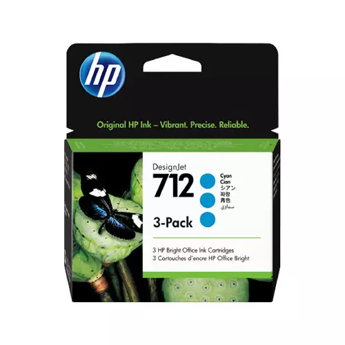 HP 712 DesignJet Cyan Ink Cartridge 3-Pack