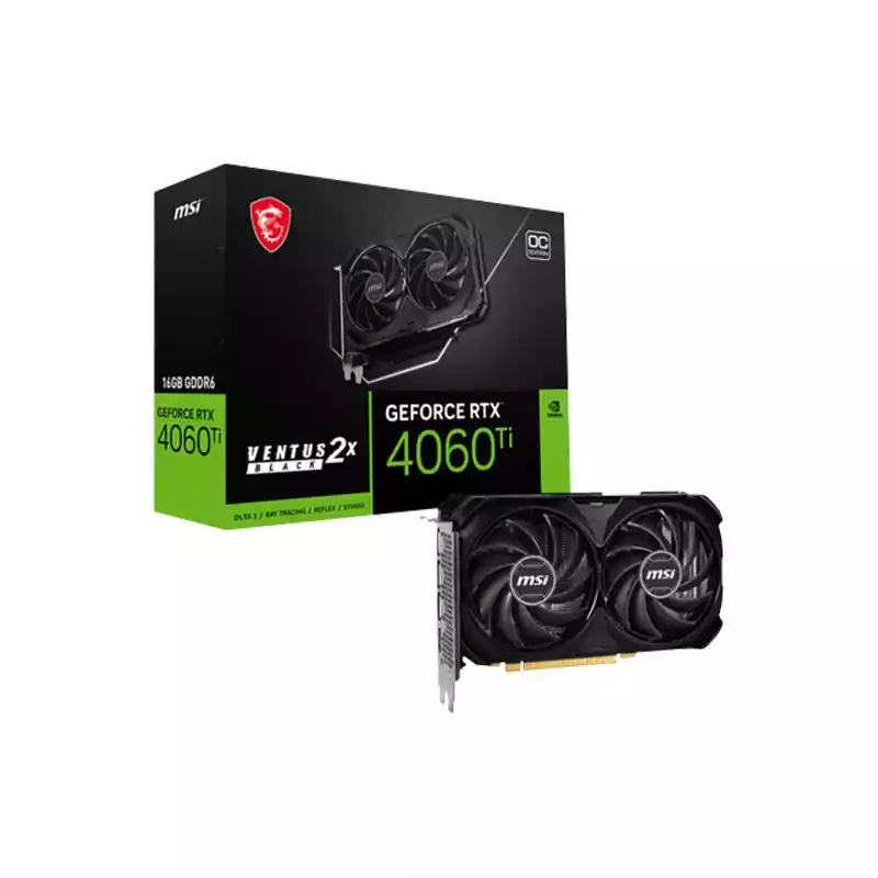 MSI GEFORCE RTX 4060 TI VENTUS 2X BLACK 16G OC 16GB GRAPHICS CARD thumbnail