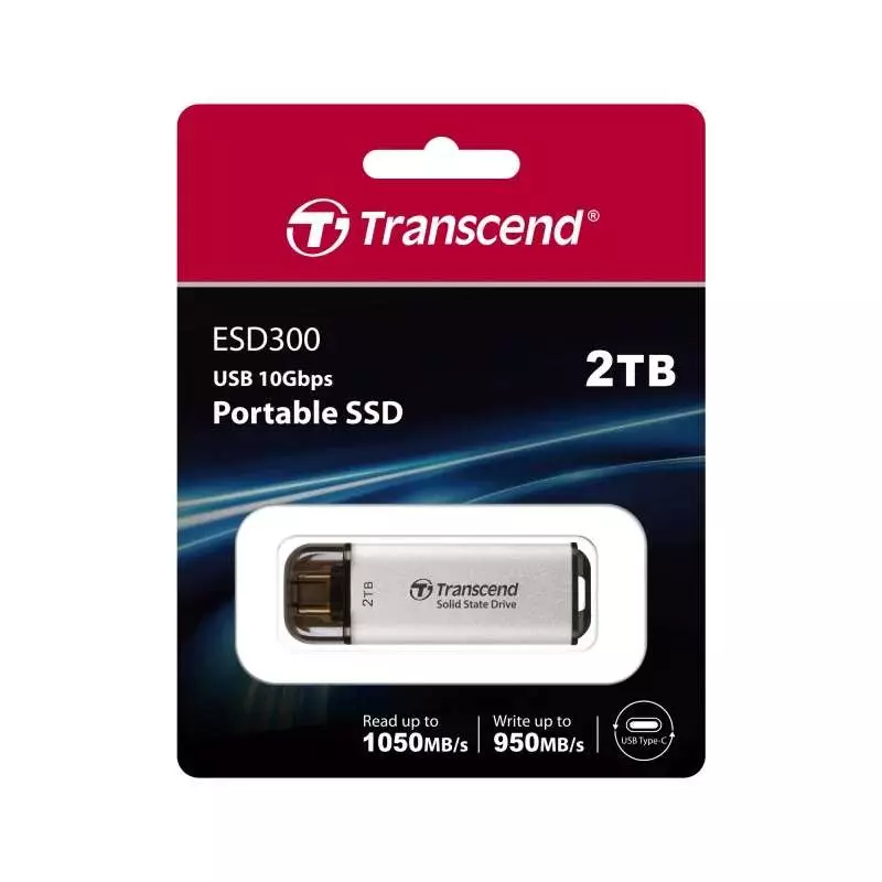 TRANSCEND 2TB ESD300S TYPE C SILVER PORTABLE SSD
