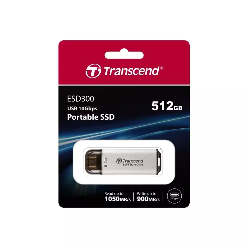 TRANSCEND 512GB ESD300S TYPE C SILVER PORTABLE SSD