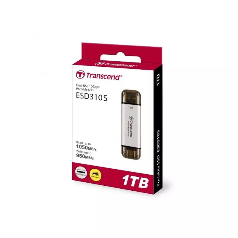 TRANSCEND 1TB ESD310S TYPE C SILVER PORTABLE SSD
