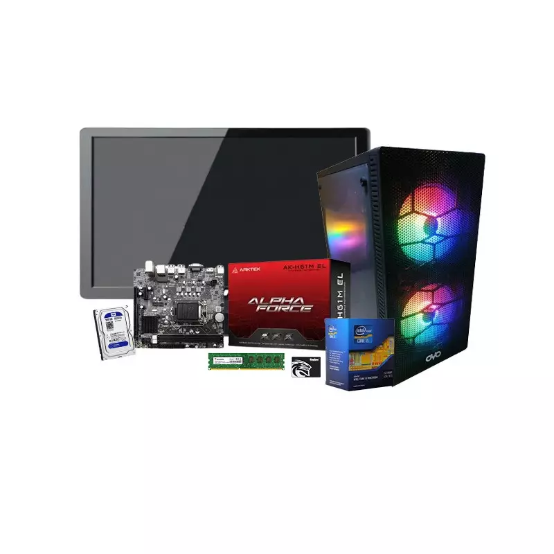 Intel Core i5 Arktek AK-H61M El ATX Motherboard 4GB RAM 128GB SSD Corporate PC with 19 Inch Monitor