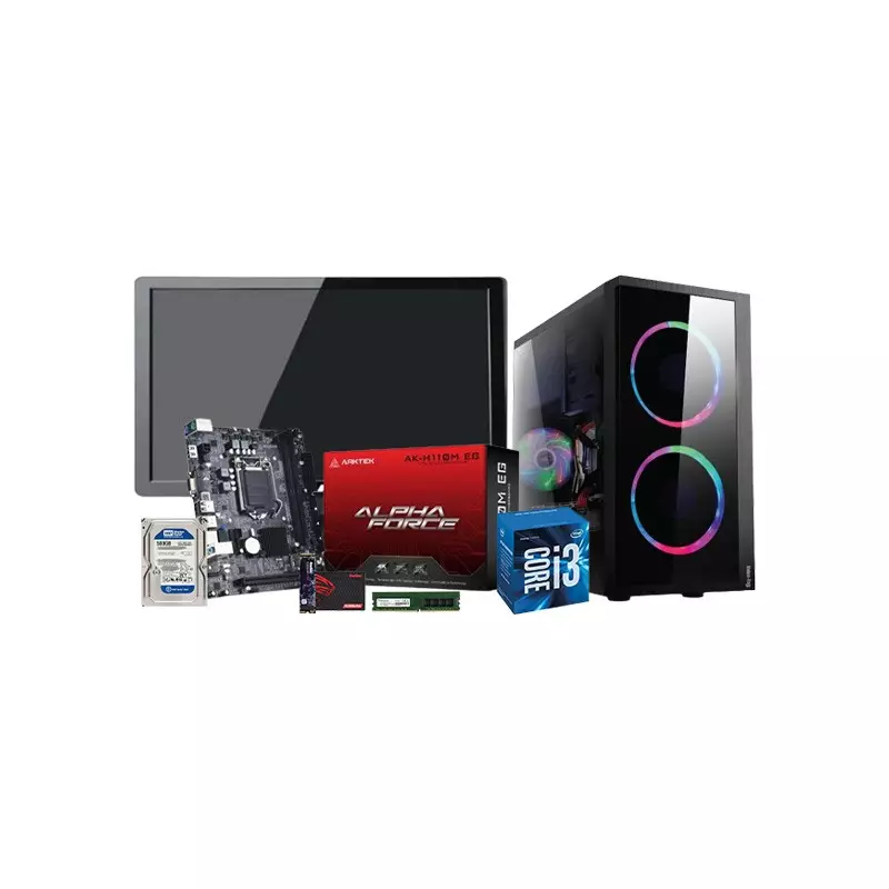 Intel Core i3 H110M Motherboard 8GB RAM 256GB SSD Corporate PC with Wide Monitor