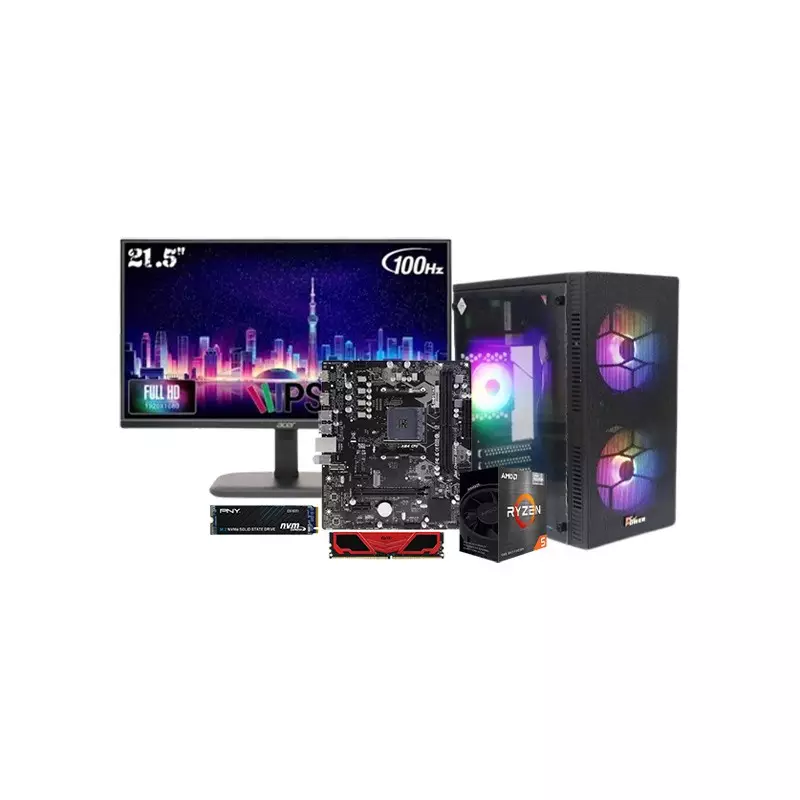 AMD Ryzen 5 5600G Biostar A520MS Motherboard 8GB RAM 256GB SSD Corporate PC with Monitor