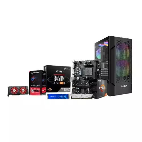 AMD RYZEN 5 5600 | MSI B450M-A PRO MAX II | 8GB RAM | 256GB SSD Desktop PC with Arktek RX 580 8GB Graphics