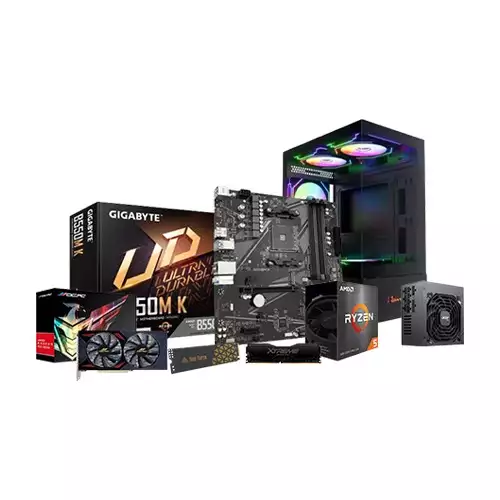 AMD RYZEN 5 5600 GIGABYTE B550M K Motherboard 8GB RAM 500GB SSD Gaming PC with Radeon RX 6600 LE Graphics Card