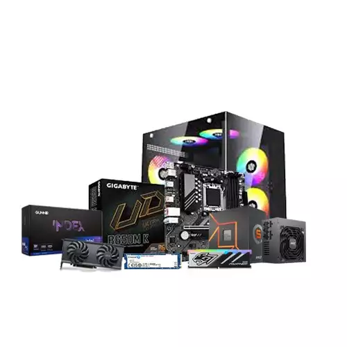 AMD RYZEN 5 7500F | GIGABYTE B650M K | 16GB RAM | 500GB SSD Desktop PC With B580 index 12GB Graphics