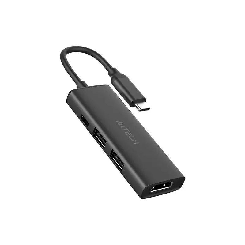 A4tech DST-40C Type-C Male to Dual USB Type-C & HDMI Female Converter (Black )