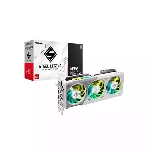 ASRock AMD Radeon RX 9070 XT Steel Legend 16GB GDDR6 White Graphics Card