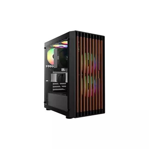 Gamdias AURA GC4 ARGB Real Walnut Wood Mesh ATX MID Tower Gaming PC Case