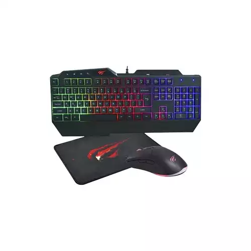 HAVIT KB889CM RAINBOW WIRED BLACK GAMING KEYBOARD, MOUSE & MOUSE PAD COMBO