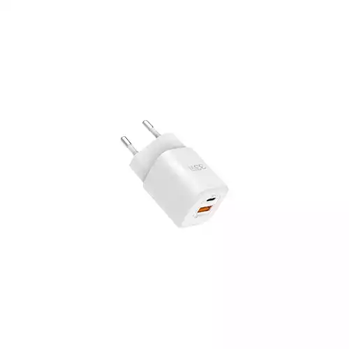 WIWU 33W GAN FAST CHARGER USB-C + QC3.0 POWER ADAPTER- WHITE