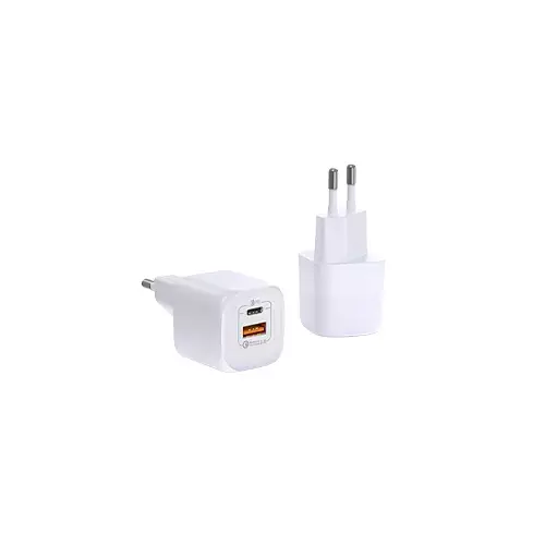 WIWU 33W GAN FAST CHARGER USB-C + QC3.0 POWER ADAPTER- WHITE-1