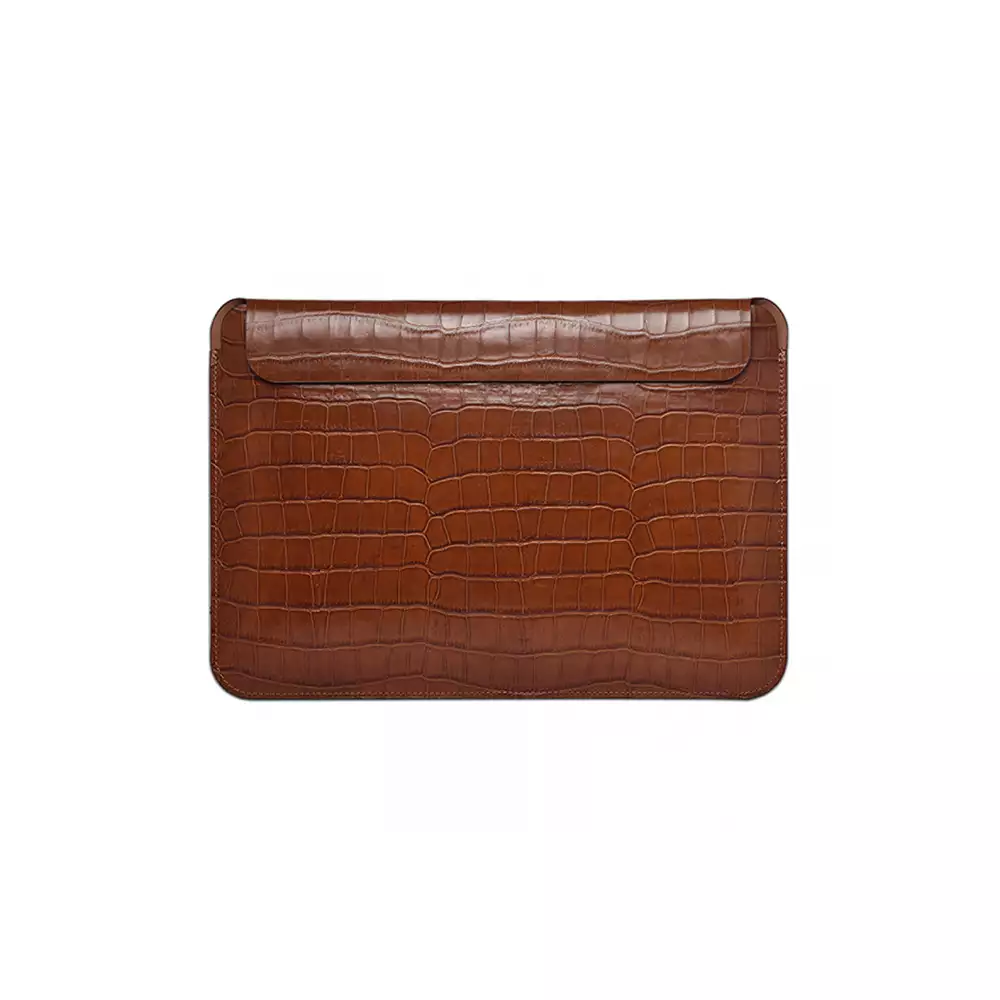 WIWU SKIN CROCO GENUINE 16.2 INCH LEATHER SLEEVE FOR MACBOOK (BROWN)