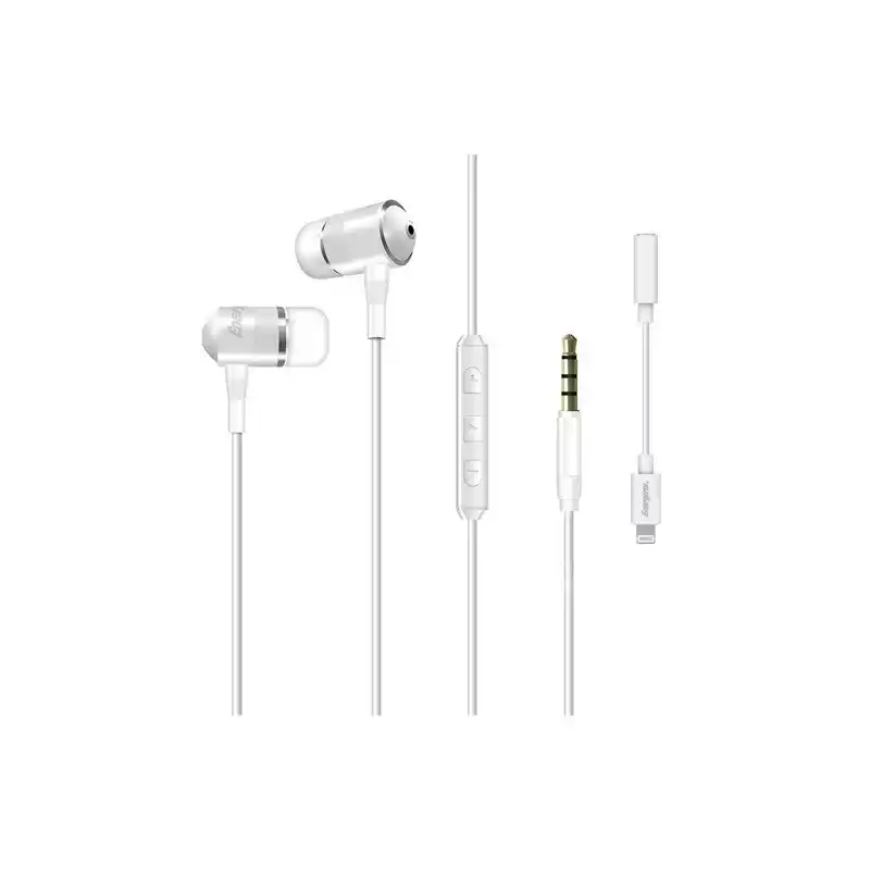 Energizer UIL35WH Earphones with Lightning Audio Converter