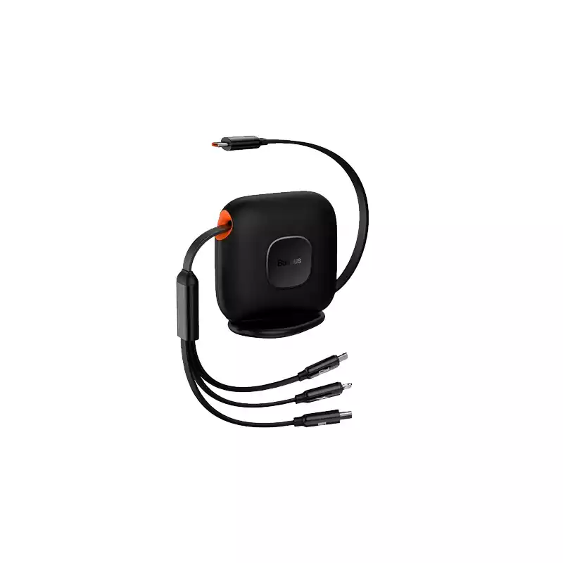 BASEUS 100W RETRACTABLE 3-IN-1 FAST CHARGING 1.7M CABLE