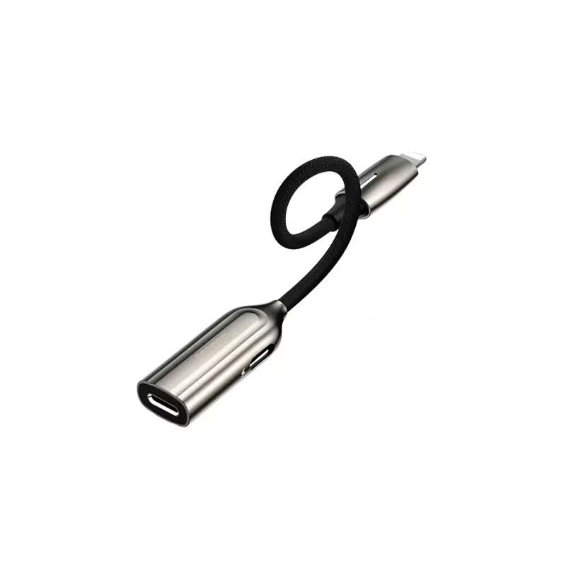 BASEUS CALL55-0A L55 TARNISH 2-IN-1 IP MALE TO DUAL IP FEMALE ADAPTER