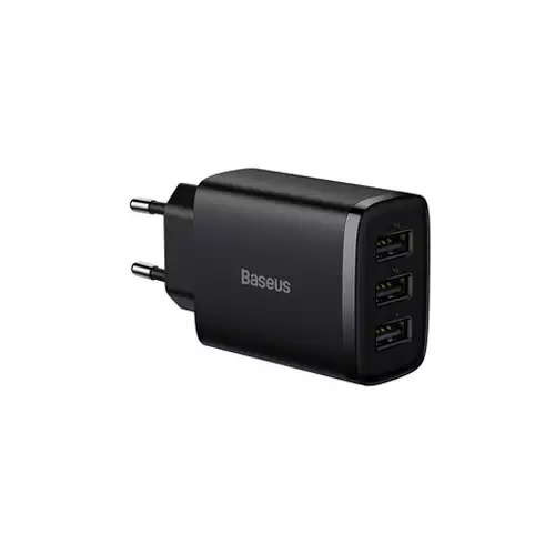 BASEUS CCXJ020101 COMPACT WALL CHARGER - 3XUSB - 17W BLACK