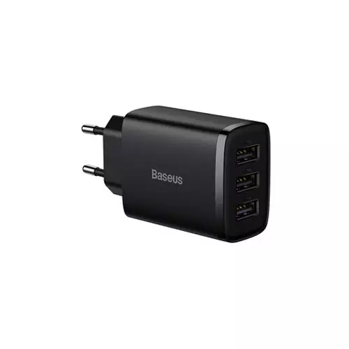 BASEUS CCXJ020101 COMPACT WALL CHARGER - 3XUSB - 17W BLACK