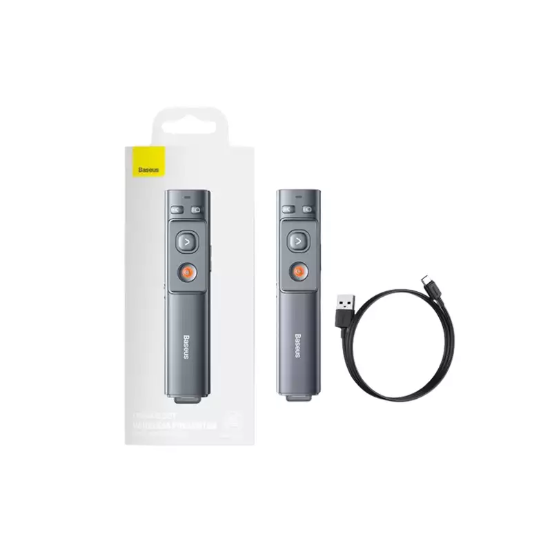 BASEUS WKCD000013 ORANGE DOT RED LASER CHARGING GREY WIRELESS PRESENTER