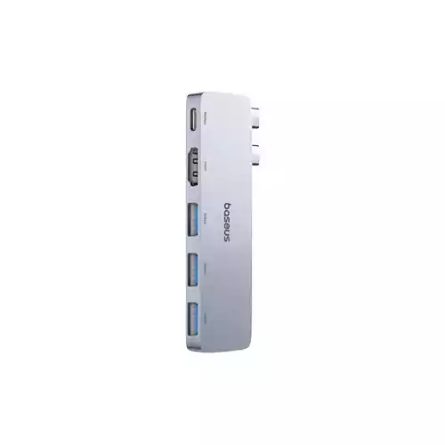 Baseus UltraJoy Series Dual Type-C Male to HDMI Tri USB 3.0 & Type-C Female Grey Hub Converter thumbnail