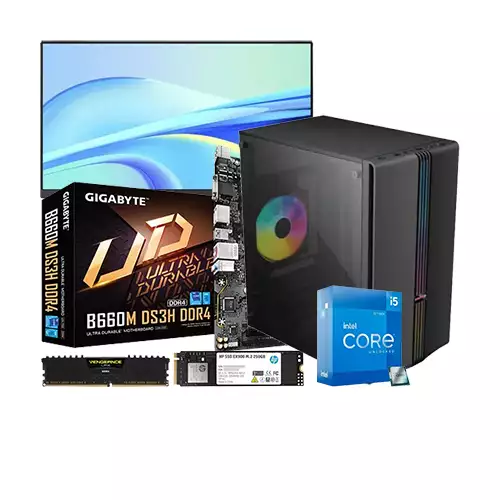 Intel Core I5-12400 Gigabyte B660M DS3H 8GB RAM 250GB SSD 21.45 INCH MONITOR BUDGET PC