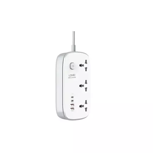 LDNIO SC3416 3 Sockets Universal Fast Charge White Power Strip