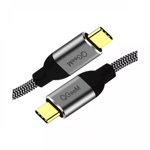 Qgeem QG-CC03-12 USB Type-C Male to Male 1.2 Meter Black & Grey Charging Cable