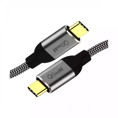 Qgeem QG-CC03-12 USB Type-C Male to Male 1.2 Meter Black & Grey Charging Cable thumbnail