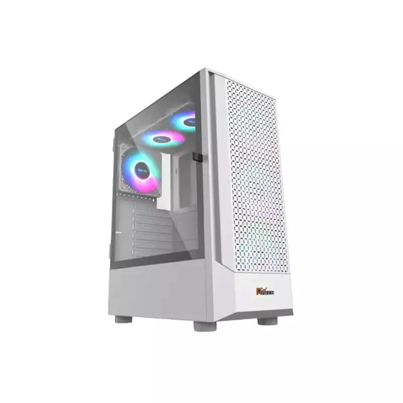 PC POWER PG-500 AIR LOCK MESH ARGB 4F ATX GAMING CASING (WHITE)