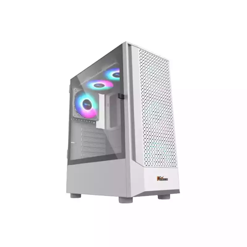 PC POWER PG-500 AIR LOCK MESH ARGB 4F ATX GAMING CASING (WHITE) thumbnail