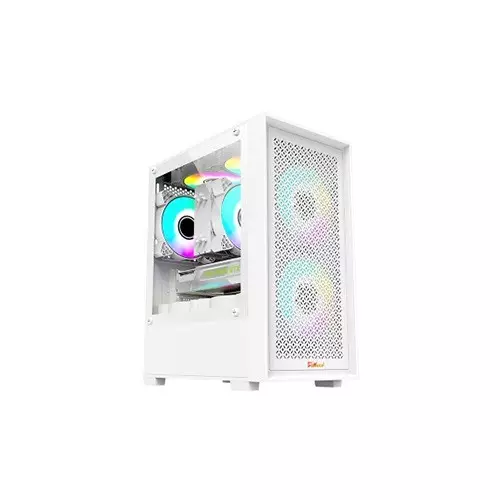 Pc Power Dark Flow Mesh X2 Mid Tower M-ATX Gaming Case With 230W PSU (White)