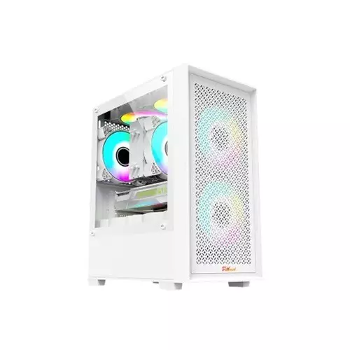 Pc Power Dark Flow Mesh X2 Mid Tower M-ATX Gaming Case (White)