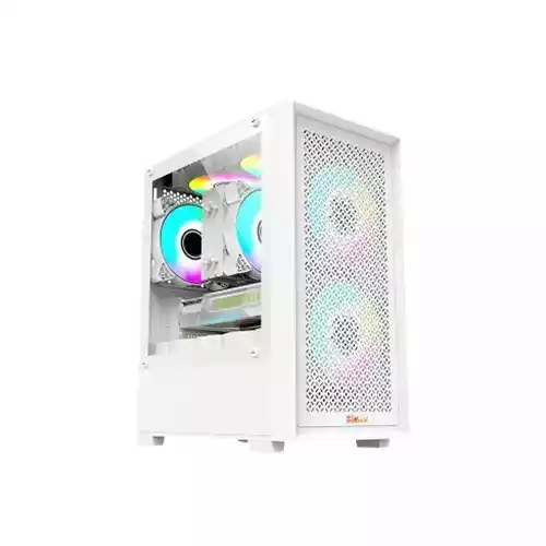 Pc Power Dark Flow Mesh X2 Mid Tower M-ATX Gaming Case (White) thumbnail