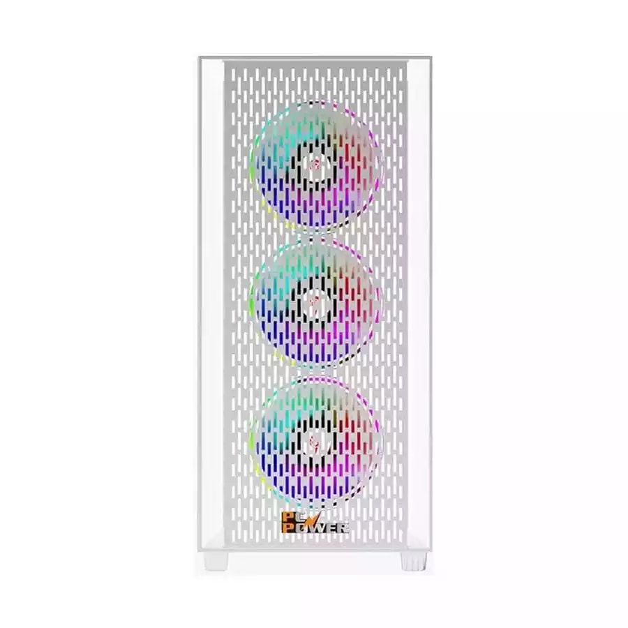 PC Power PP-GS2403 WH Flow Light Mesh Mid Tower Gaming Casing