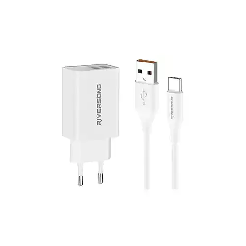 RIVERSONG SAFEKUB D2 USB 2.4A FAST CHARGER (WHITE)