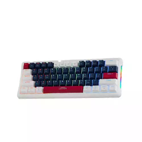 LEAVEN K610 WIRED HOT-SWAPPABLE GAMING MECHANICAL KEYBOARD WHITE BLUE thumbnail