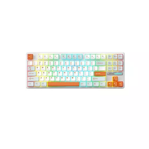 Monka 3087 Pro V2 Tri-Mode Gasket Mount Hotswappable Mechanical Keyboard (White Orange)