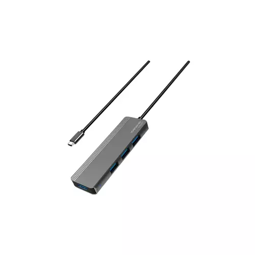 Yuanxin X-80503T Type-C Male to Quad USB Female Black Hub