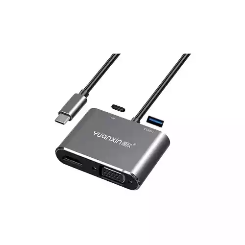 Yuanxin X-3402 Type-C Male to HDMI VGA USB & PD Female Converter Sliver thumbnail