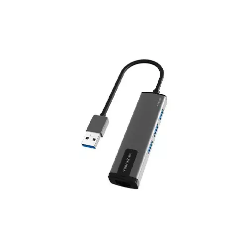 Yuanxin X-3518A USB Male to Tri USB & LAN Female Converter (Black)