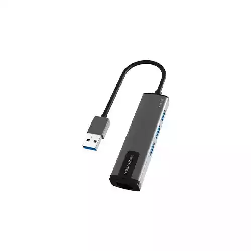 Yuanxin X-3518A USB Male to Tri USB & LAN Female Converter (Black) thumbnail