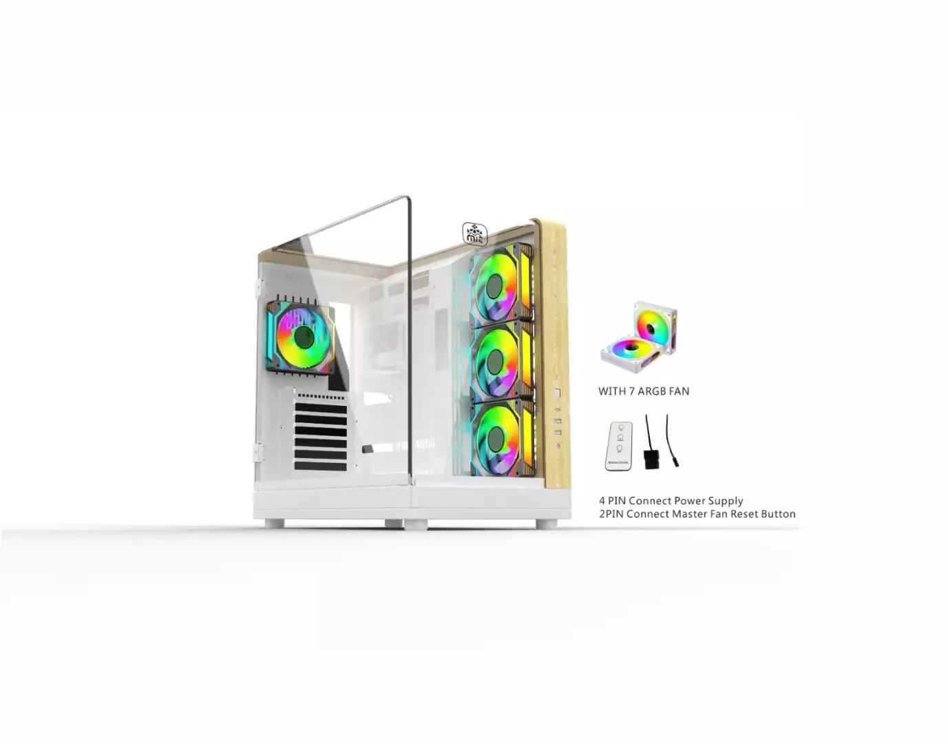 MONARCH AQUA X7 ARGB ATX Desktop Gaming Case (White)